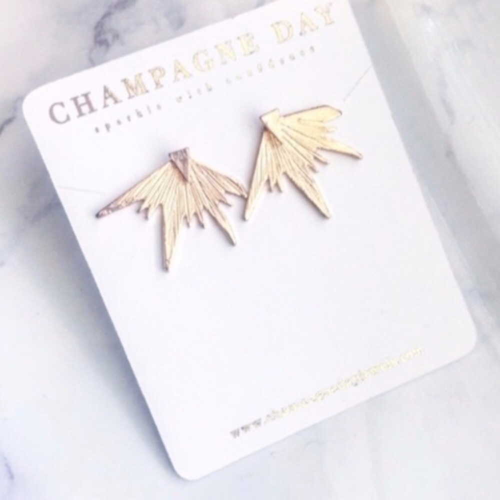 Gold Starburst Ear Jacket Earrings